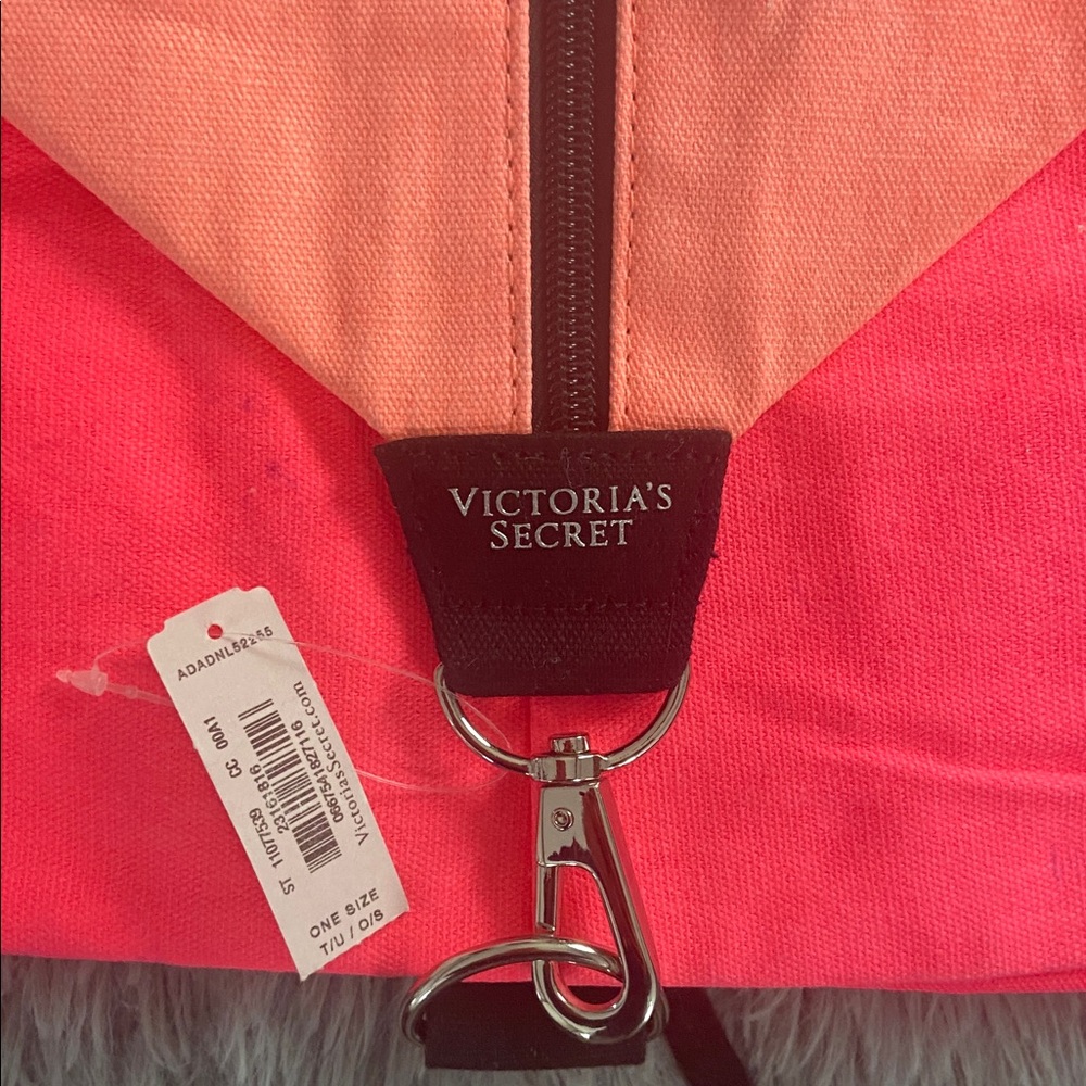 NWT Victoria's Secret Coral and Pink Foldable Bag - Picture 7 of 8